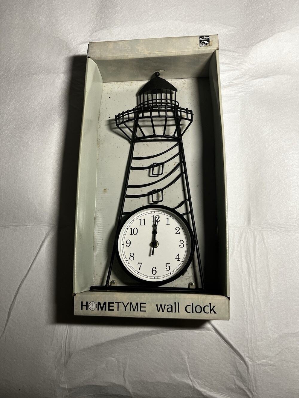 Alco Lighthouse Wall Clock Black Metal Nautical Coastal Decor 16โ New In Box